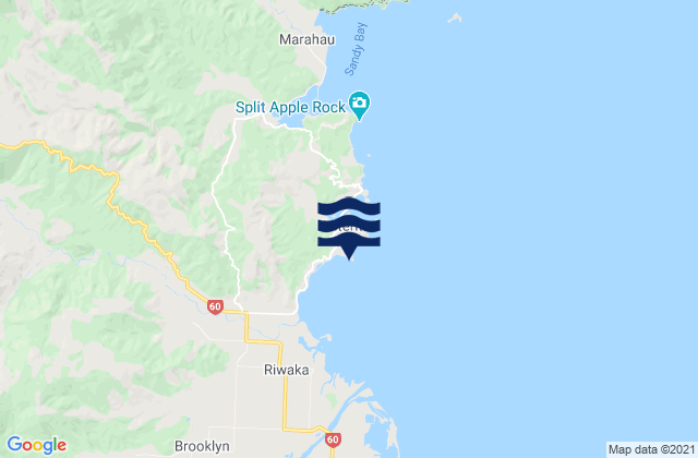 Carte des horaires des marées pour Kaiteriteri, New Zealand