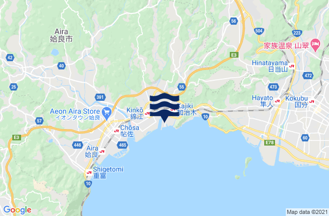 Carte des horaires des marées pour Kajiki, Japan
