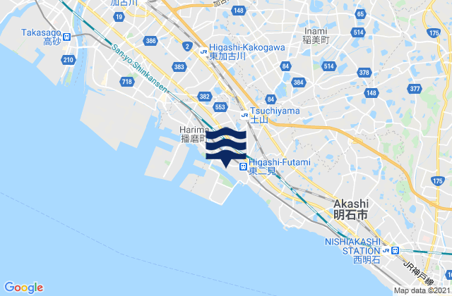 Carte des horaires des marées pour Kako-gun, Japan