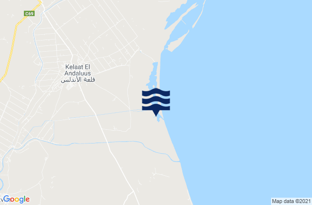 Carte des horaires des marées pour Kalaat El Andalous, Tunisia