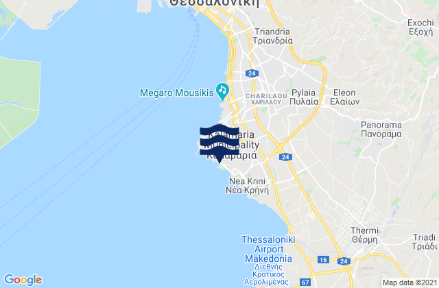 Carte des horaires des marées pour Kalamariá, Greece