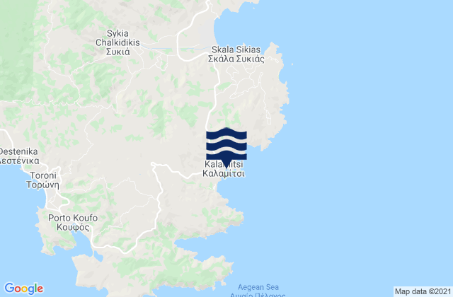 Carte des horaires des marées pour Kalamitsi, Greece