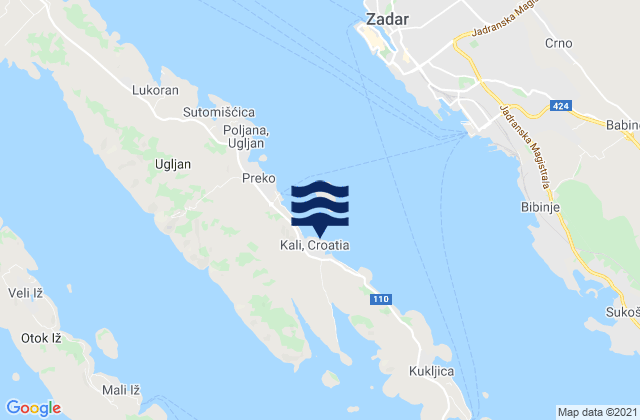 Carte des horaires des marées pour Kali, Croatia
