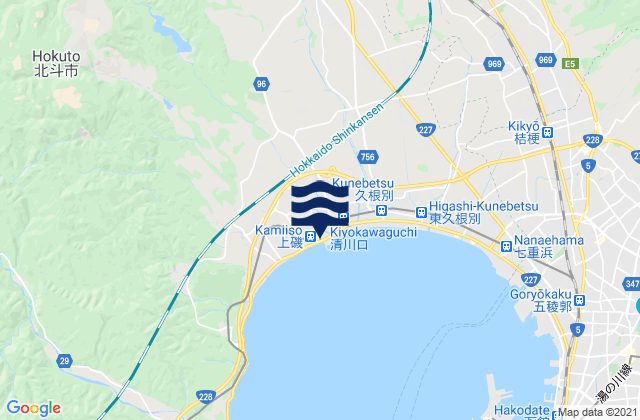 Carte des horaires des marées pour Kamiiso, Japan