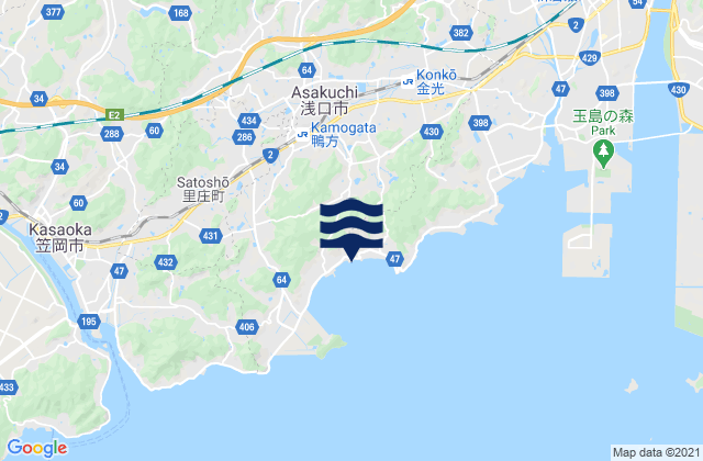 Carte des horaires des marées pour Kamogatachō-kamogata, Japan