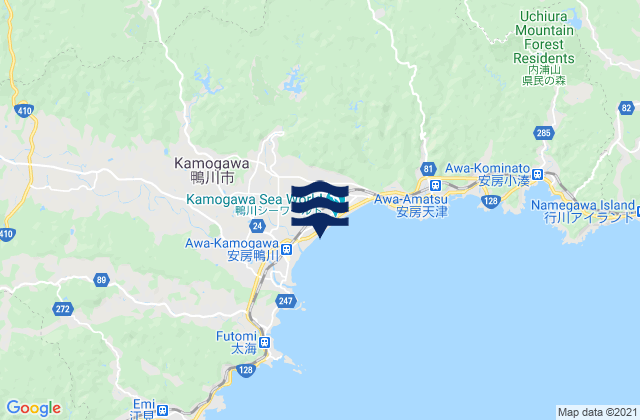 Carte des horaires des marées pour Kamogawa (Big Ben), Japan