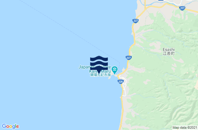 Carte des horaires des marées pour Kamome Jima Yesashi Ko, Japan