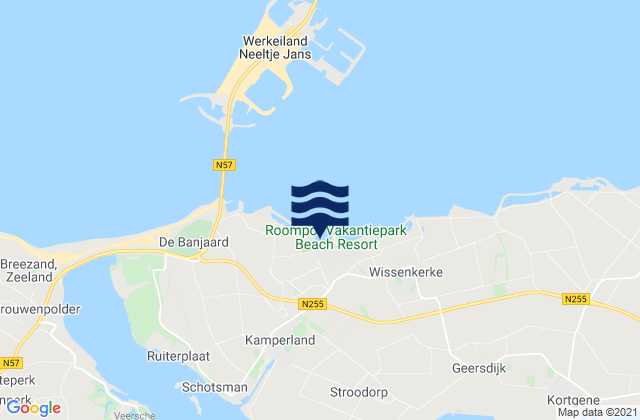 Carte des horaires des marées pour Kamperland, Netherlands