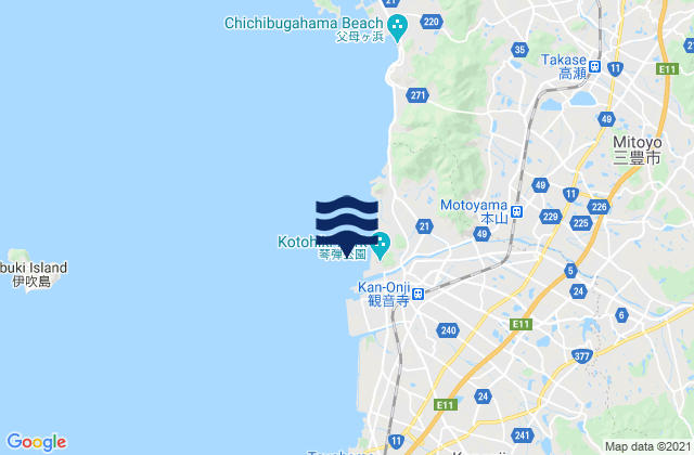Carte des horaires des marées pour Kan-Onzi, Japan