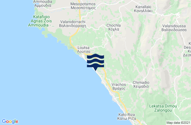 Carte des horaires des marées pour Kanaláki, Greece