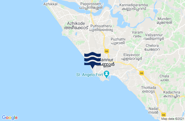Carte des horaires des marées pour Kannur, India
