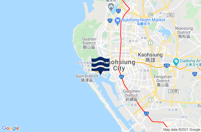 Carte des horaires des marées pour Kaohsiung, Taiwan