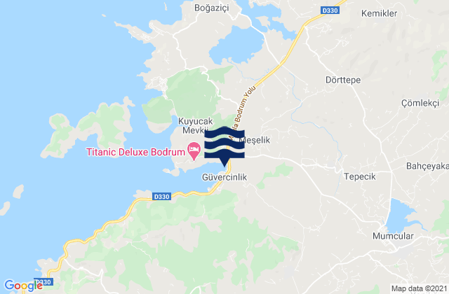 Carte des horaires des marées pour Karaova, Turkey