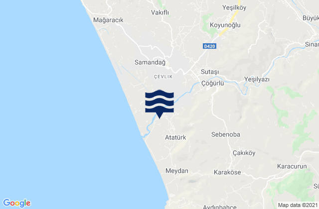 Carte des horaires des marées pour Karaçay, Turkey