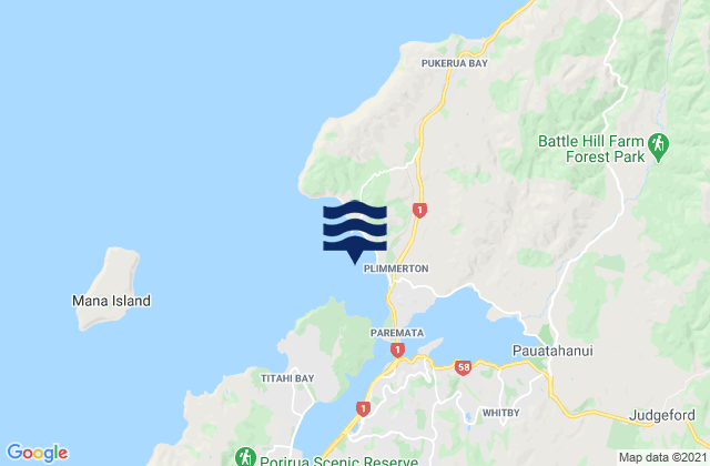 Carte des horaires des marées pour Karehana Bay, New Zealand