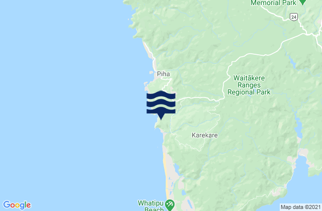 Carte des horaires des marées pour Karekare Beach Auckland, New Zealand