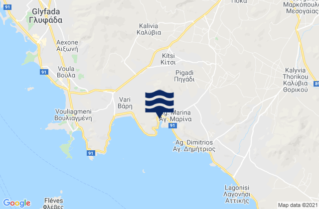 Carte des horaires des marées pour Karellás, Greece