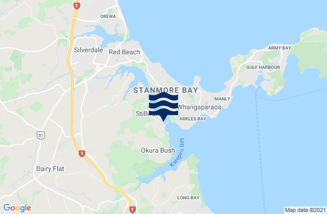 Carte des horaires des marées pour Karepiro Bay, New Zealand