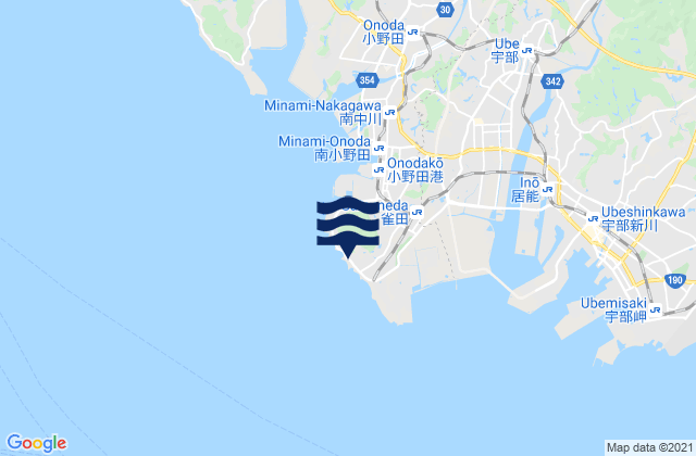 Carte des horaires des marées pour Kariya (Suo Nada), Japan