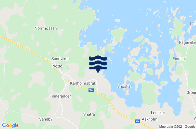 Carte des horaires des marées pour Karlholmsbruk, Sweden