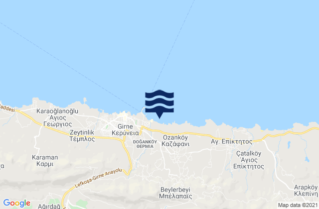Carte des horaires des marées pour Karákoumi, Cyprus