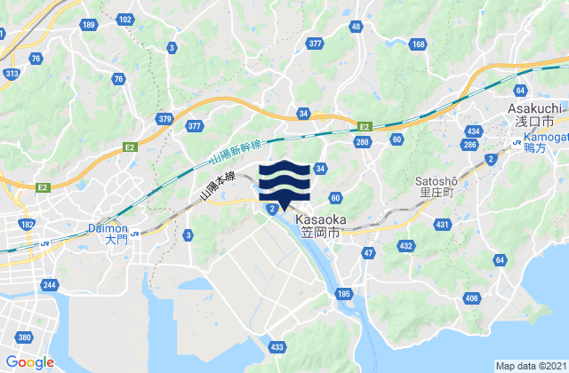 Carte des horaires des marées pour Kasaoka Shi, Japan