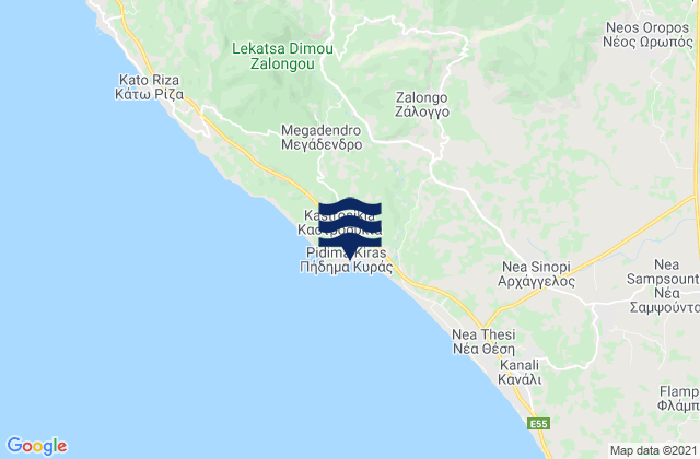 Carte des horaires des marées pour Kastrosikia, Greece