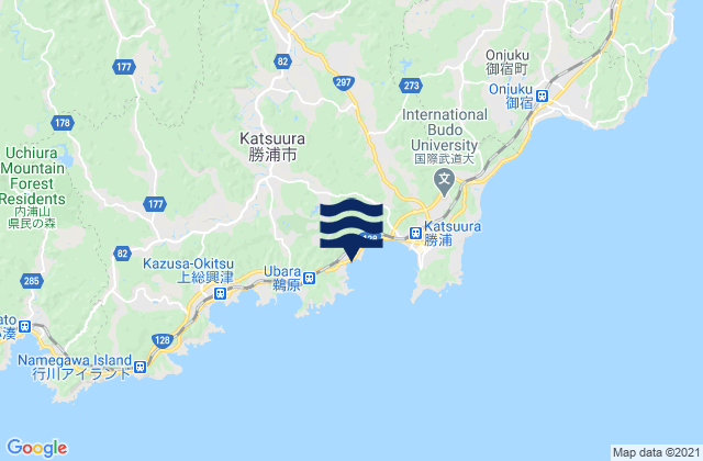 Carte des horaires des marées pour Katsuura-shi, Japan