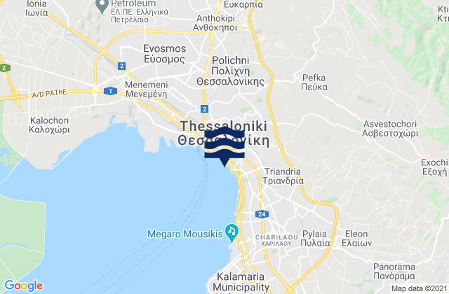 Carte des horaires des marées pour Kavallári, Greece