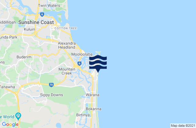 Carte des horaires des marées pour Kawana Beach, Australia
