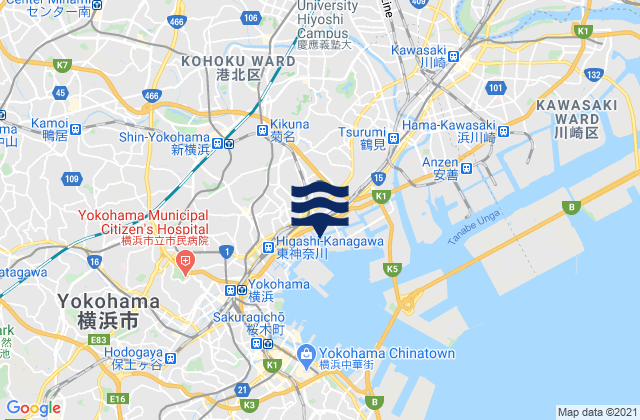 Carte des horaires des marées pour Kawasaki-shi, Japan