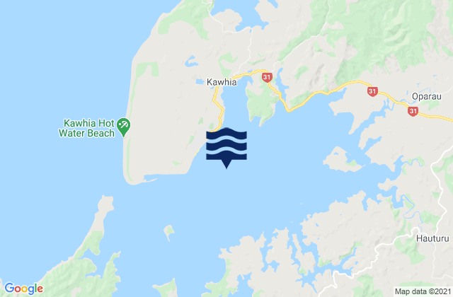 Carte des horaires des marées pour Kawhia Harbour, New Zealand