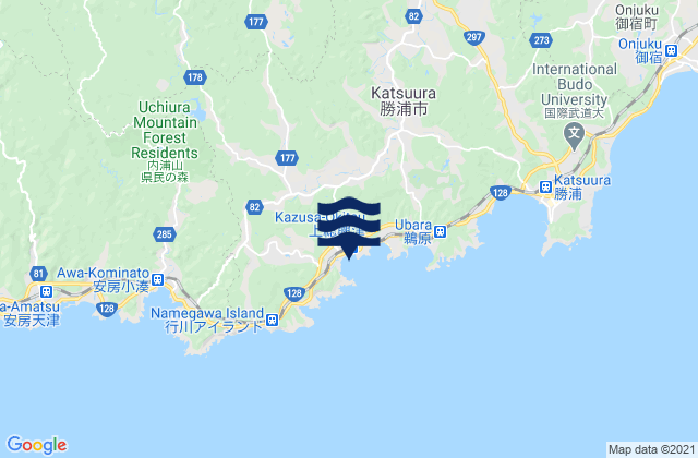 Carte des horaires des marées pour Kazusa-Katuura, Japan