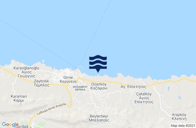 Carte des horaires des marées pour Kazáfani, Cyprus