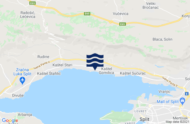 Carte des horaires des marées pour Kaštel Kambelovac, Croatia