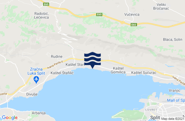 Carte des horaires des marées pour Kaštel Lukšić, Croatia