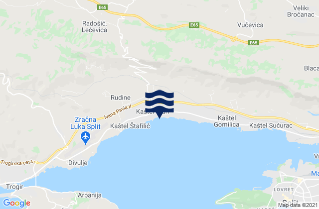 Carte des horaires des marées pour Kaštel Stari, Croatia