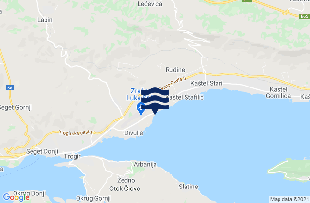Carte des horaires des marées pour Kaštela, Croatia