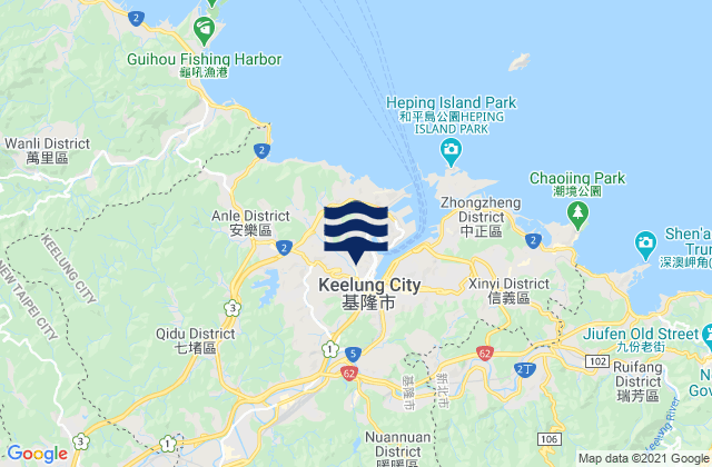 Carte des horaires des marées pour Keelung, Taiwan