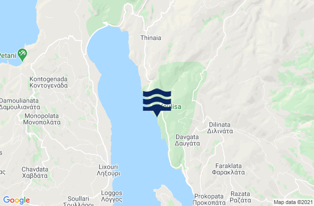 Carte des horaires des marées pour Kefallonia Regional Unit, Greece
