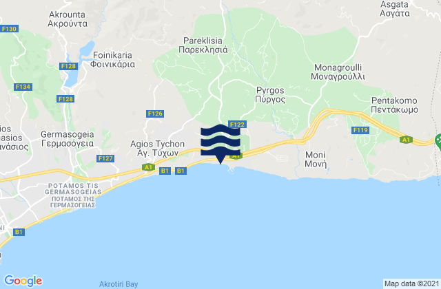 Carte des horaires des marées pour Kelláki, Cyprus