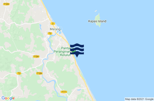 Carte des horaires des marées pour Kelulut (Marang), Malaysia