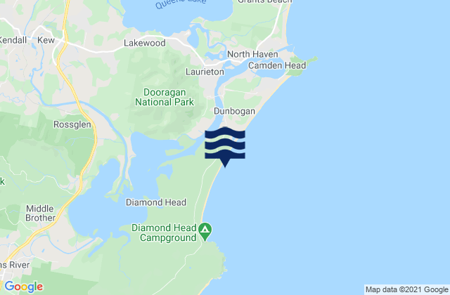 Carte des horaires des marées pour Kendall, Australia