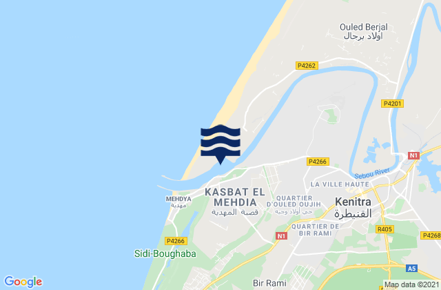 Carte des horaires des marées pour Kenitra, Morocco