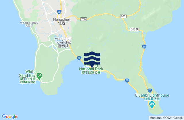 Carte des horaires des marées pour Kenting, Taiwan