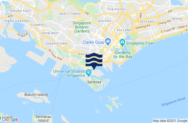 Carte des horaires des marées pour Keppel Harbour, Singapore