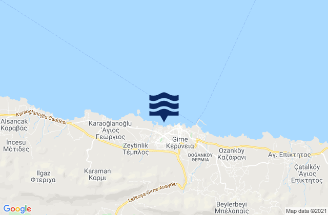 Carte des horaires des marées pour Kerýneia, Cyprus