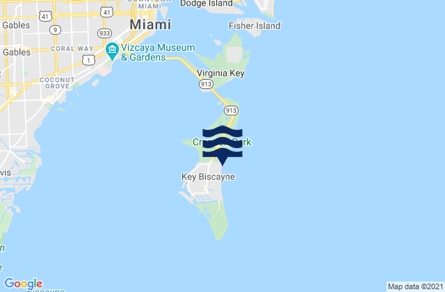 Carte des horaires des marées pour Key Biscayne, United States
