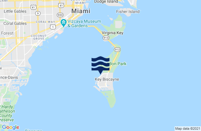 Carte des horaires des marées pour Key Biscayne Yacht Club Biscayne Bay, United States