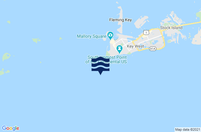 Carte des horaires des marées pour Key West Channel Cut-A Cut-B Turn, United States